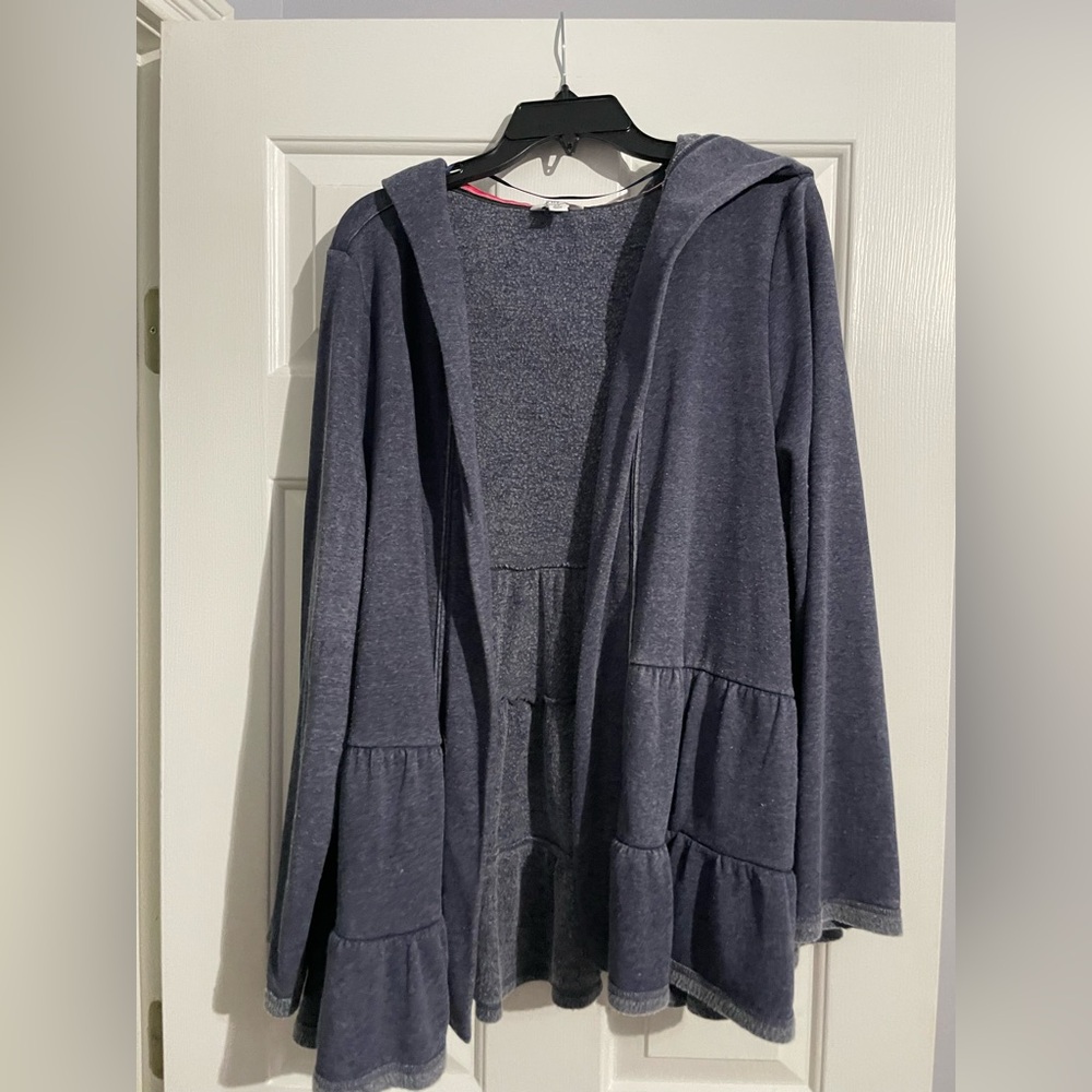 Crown & Ivy Blue Hooded Sweatshirt Style Cardigan